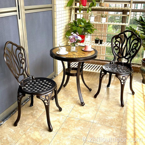 Mobilier de jardin Table d&#39;aluminium en plein air et chaise